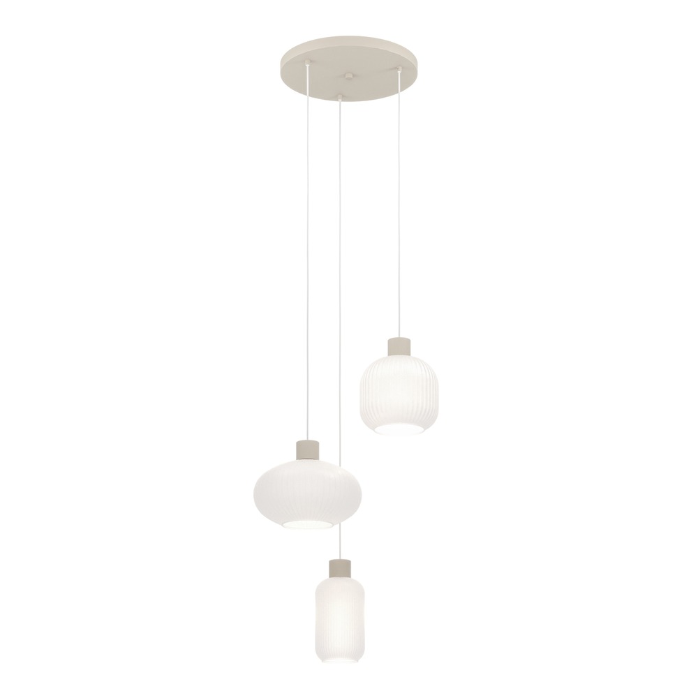 Design pendant lamp Dasmina sand brown with white 3-lights