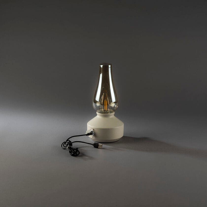Nostalgic table lamp Tabbie white rechargeable KonstSmide 7318300030324