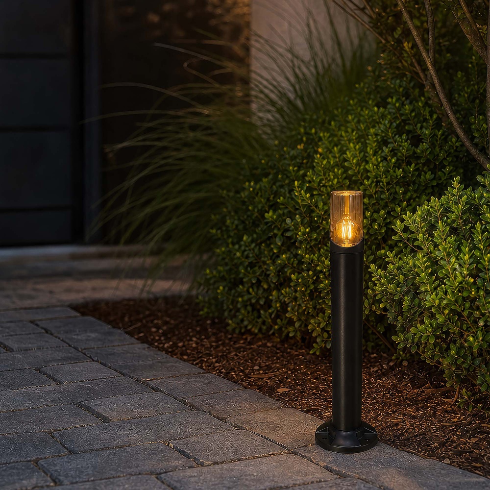 Garden lamp Broadway black with amber glass 45cm Searchlight 5,05342E+12