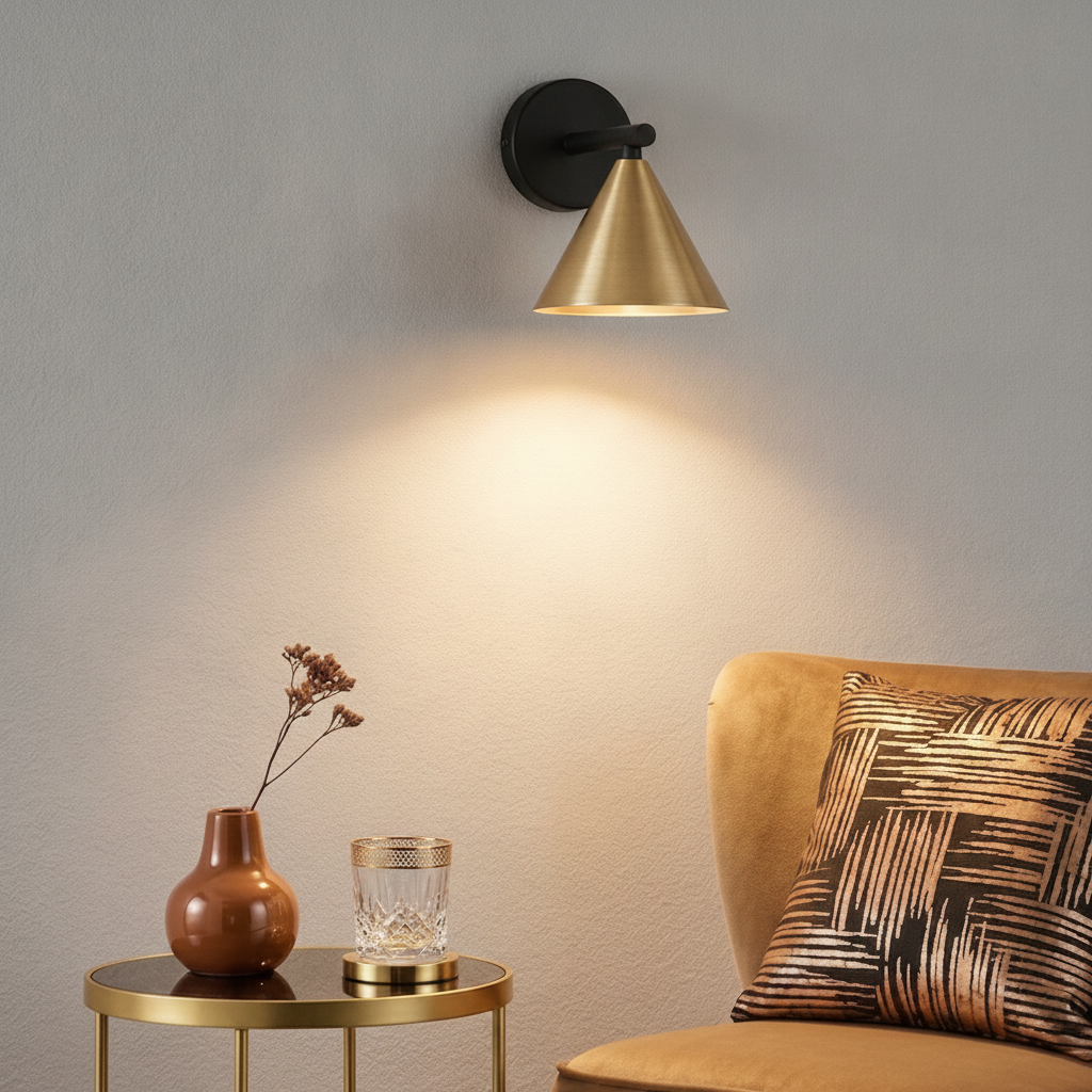 Wall lamp Conico Single black with gold