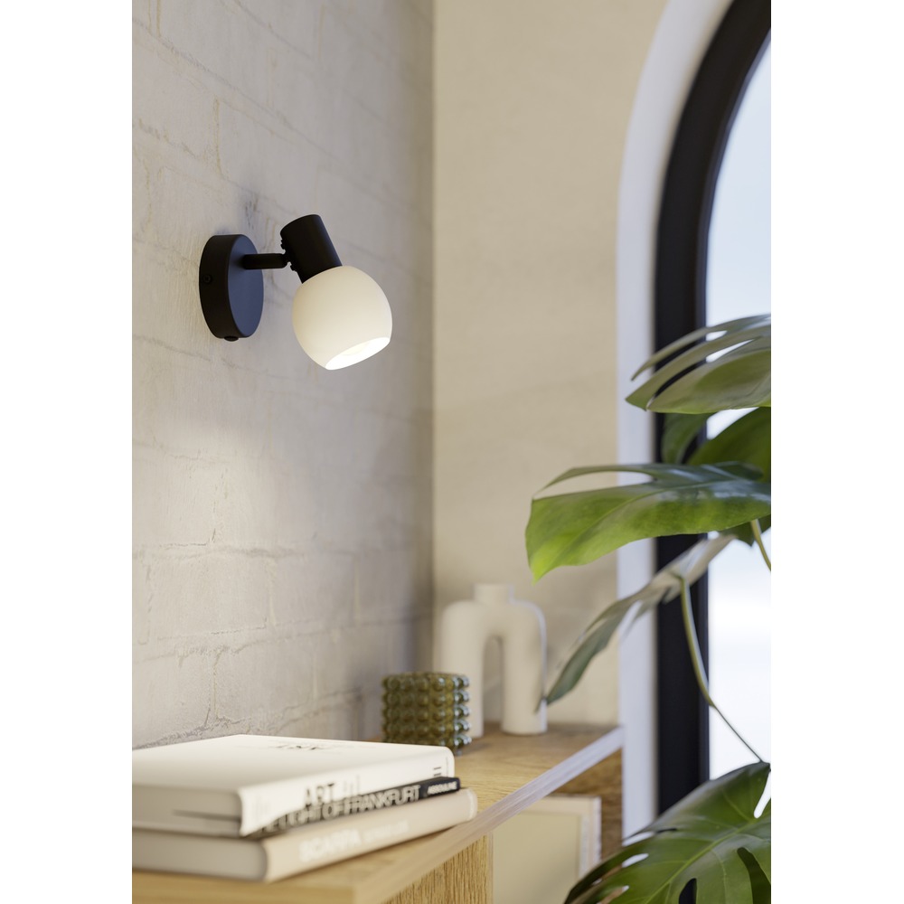 Wall lamp Castellazo black with white glass Eglo 9008606392124