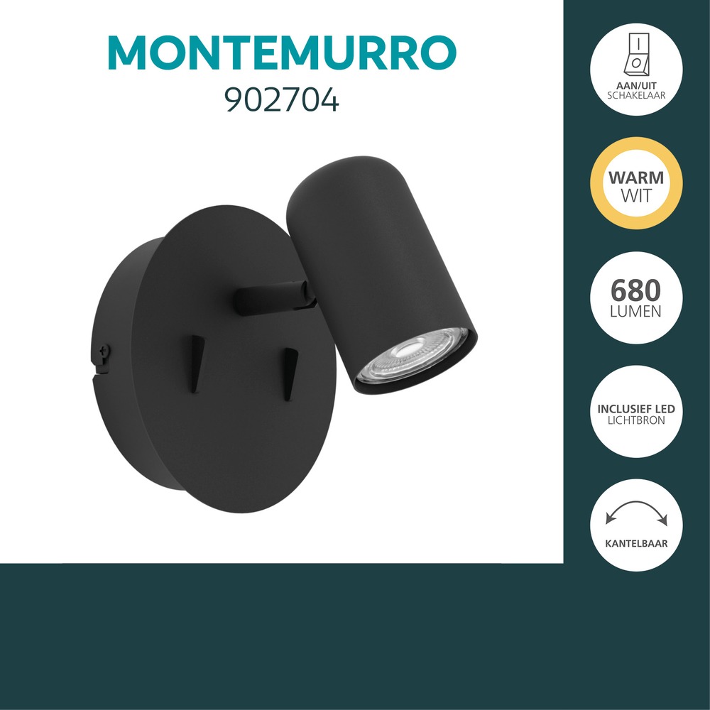 Surface-mounted spot Montemurro Single Black Eglo 9008606392209