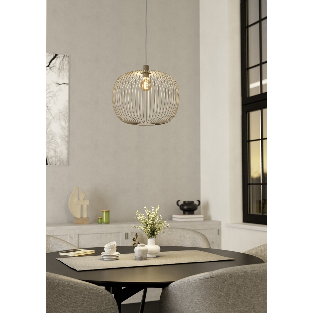 Wire pendant lamp Lodods sand brown Ø 45cm Eglo 9008606390281