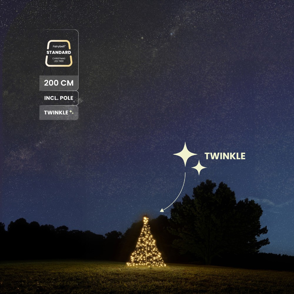 2 meter - 300 Led - Warm White - Twinkle - Incl. Pole