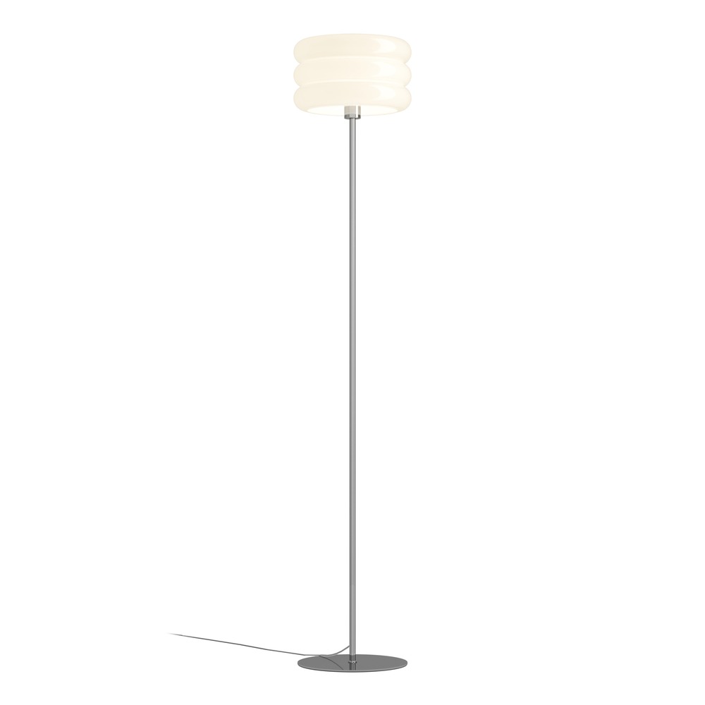 Design floor lamp Tortora chrome with white Ø 30cm