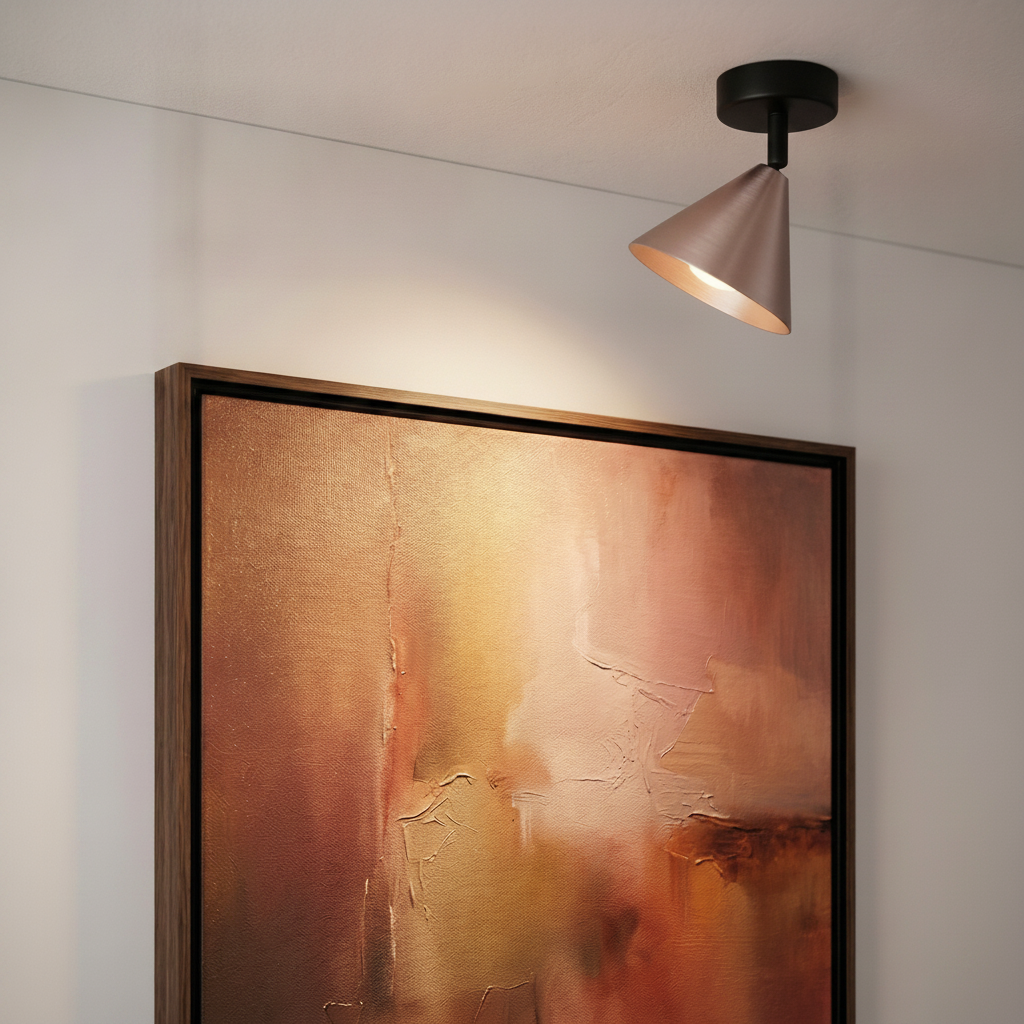 Ceiling lamp Conico black with coffee brown