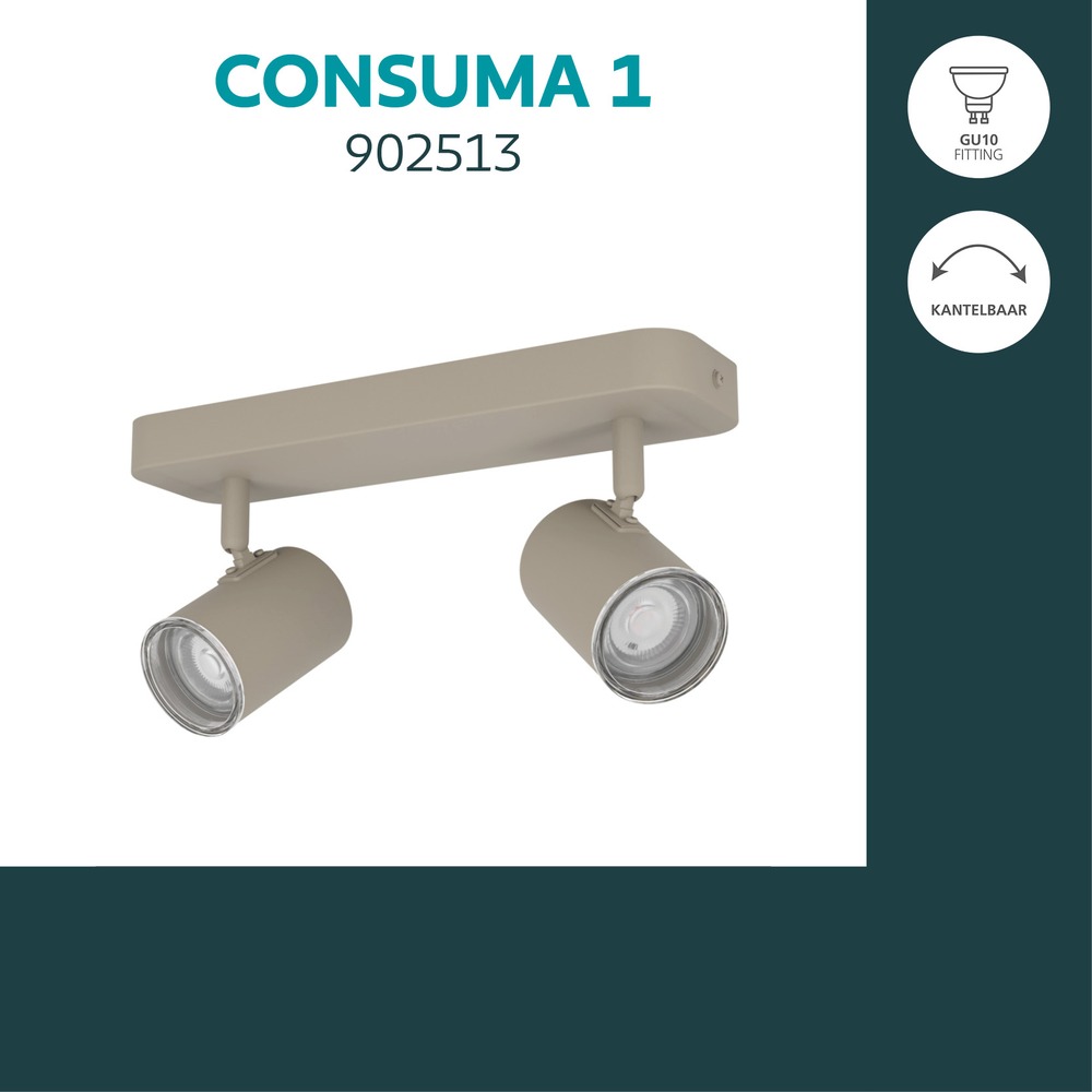 Surface-mounted spot 2-lights Consuma 1 sand brown Eglo 9008606397273