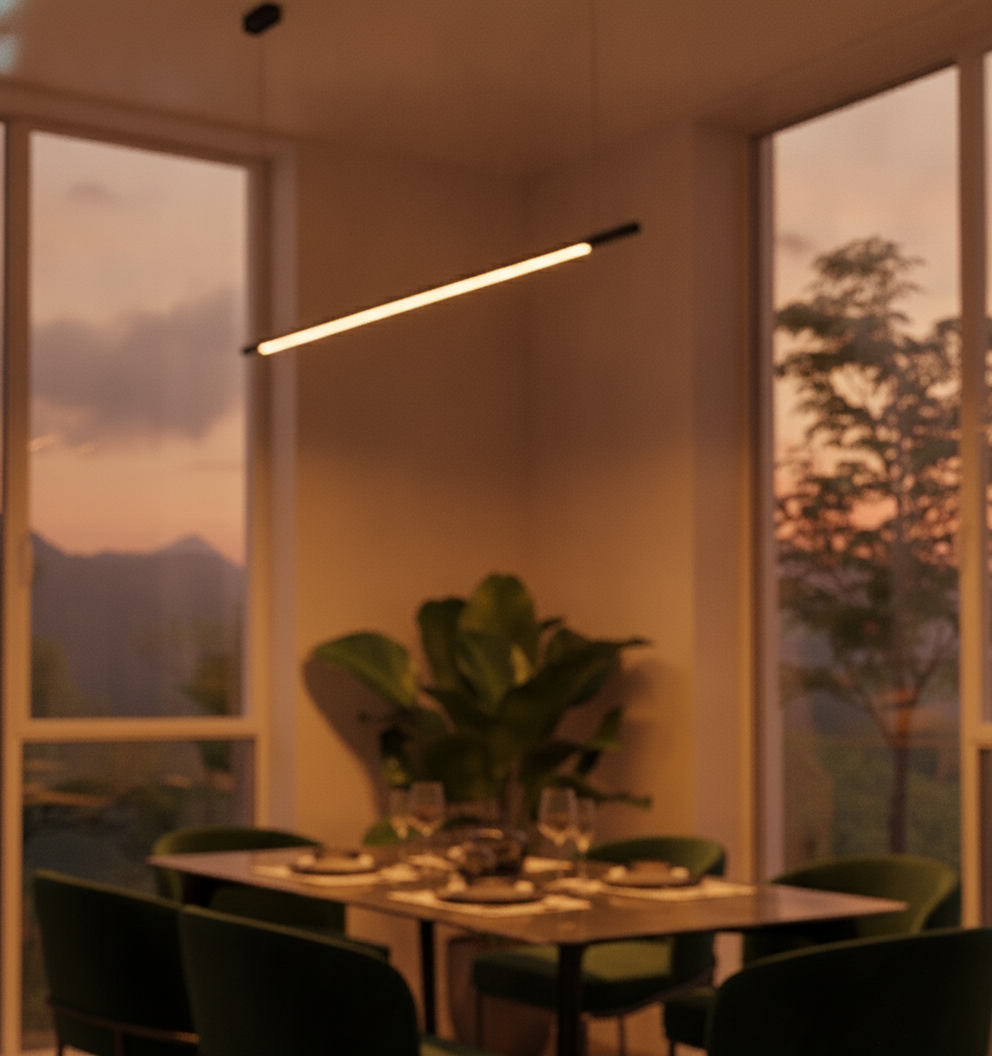 Sleek pendant lamp Brillia black 120cm