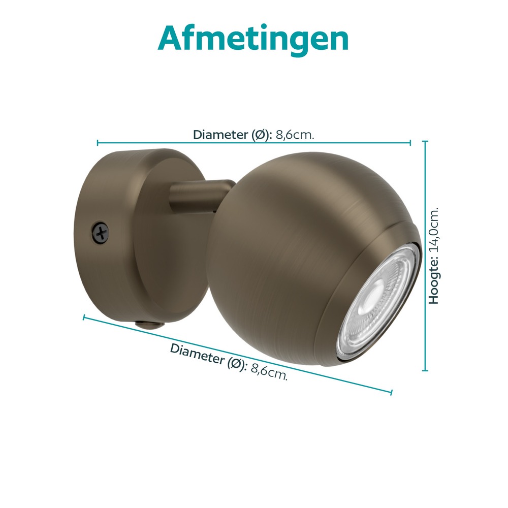 Design wall lamp Bimeda 1 Dark Bronze Eglo 9008606391134