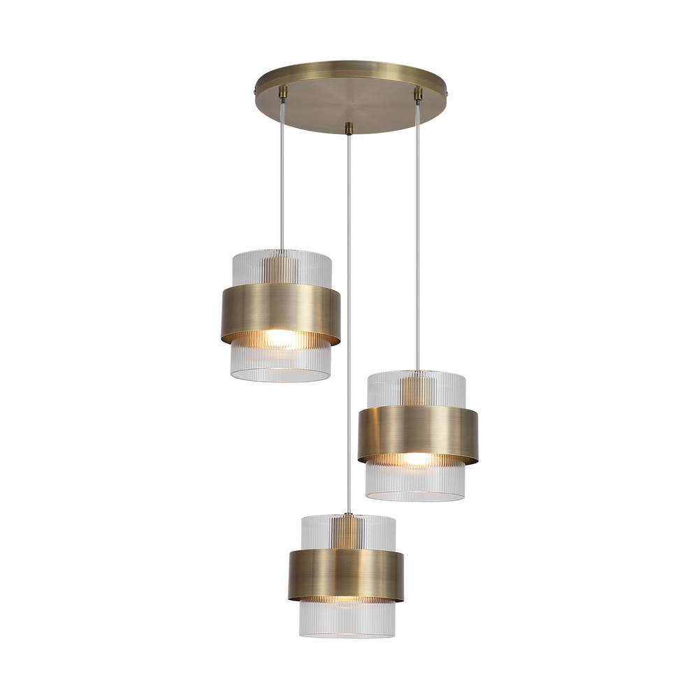 Pendant lamp Royal 3-light antique brass