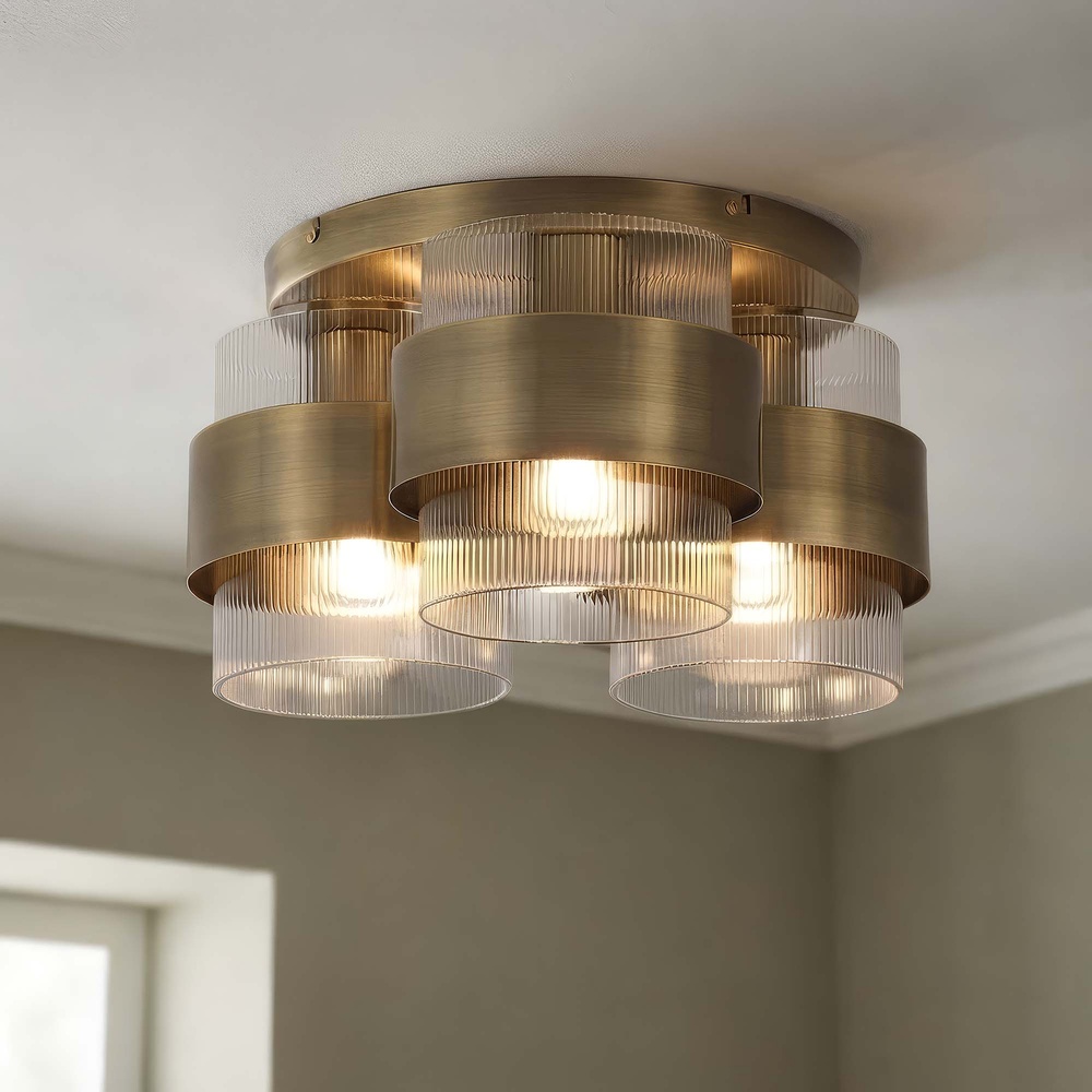 Ceiling lamp Royal 3-light antique brass