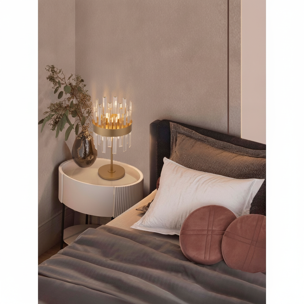 Golden table lamp Crown Ø 25cm Lyora 5212017468345