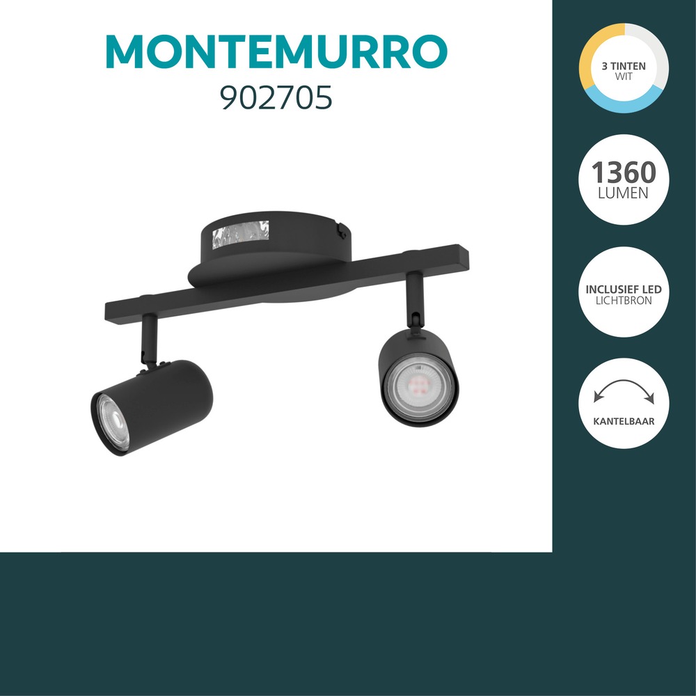 Surface-mounted spot Montemurro 2-light black Eglo 9008606392216