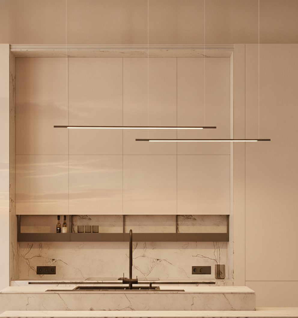 Sleek pendant lamp Brillia black 161cm