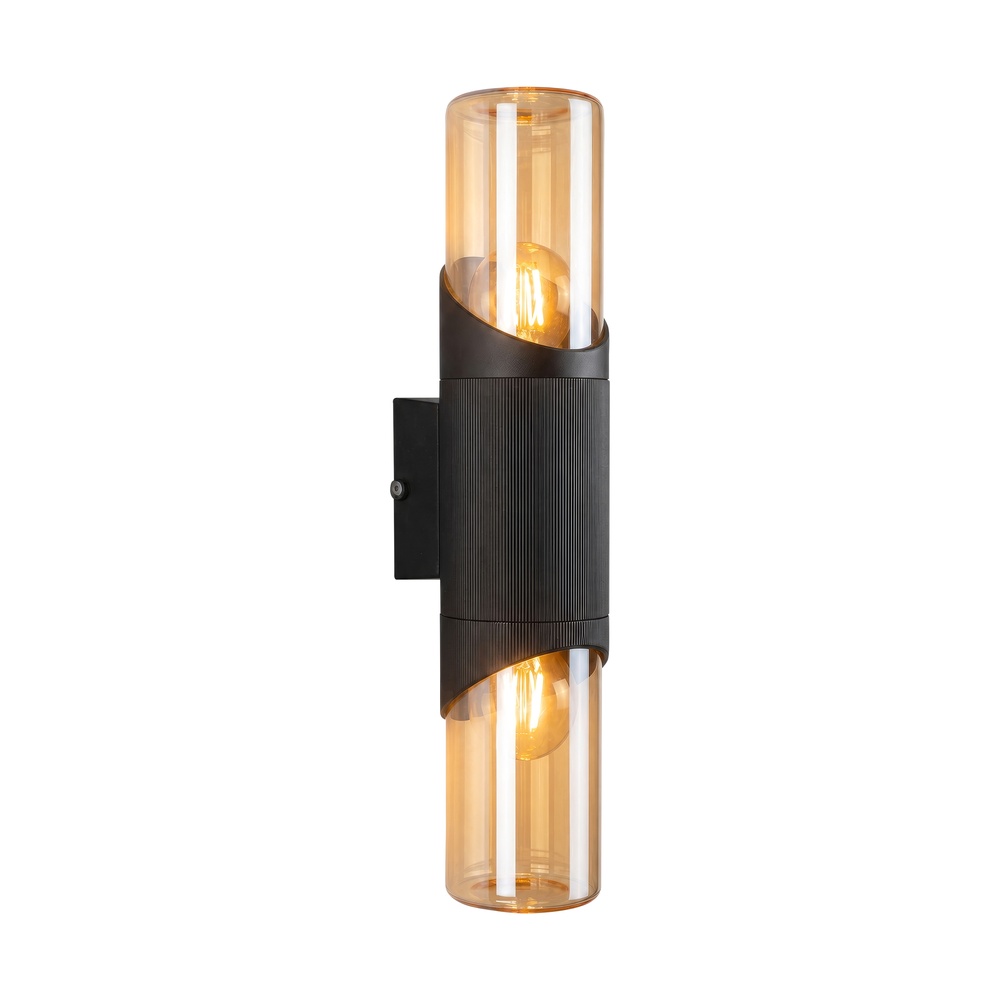Design wall lamp Broadway Black with Amber Glass Double