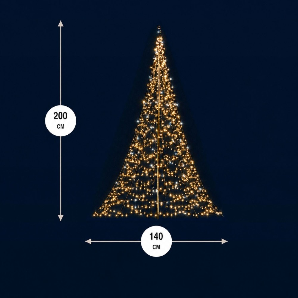 2 meter - 300 Led - Warm White - Twinkle - Incl. Pole