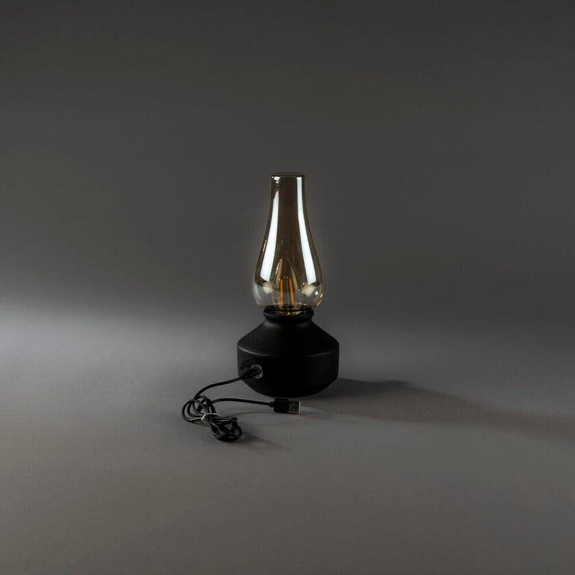 Nostalgic table lamp Tabbie Black rechargeable KonstSmide 7318300030331
