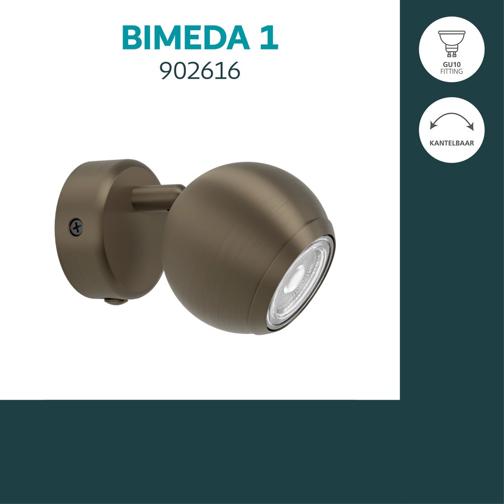 Design wall lamp Bimeda 1 Dark Bronze Eglo 9008606391134
