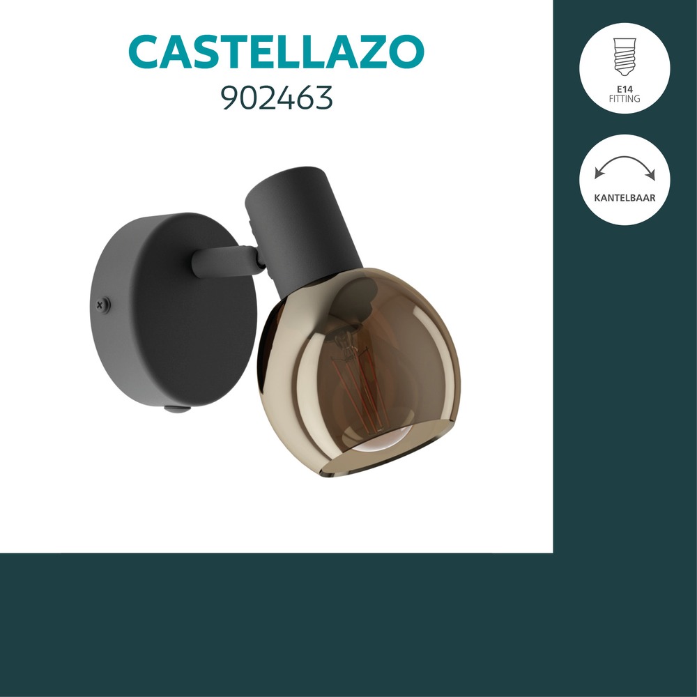 Wall lamp Castellazo Black Eglo 9008606392087
