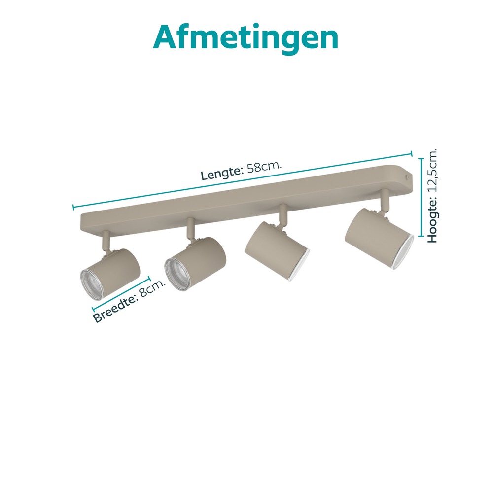 Surface-mounted spot 4-lights Consuma 1 sand brown Eglo 9008606397303