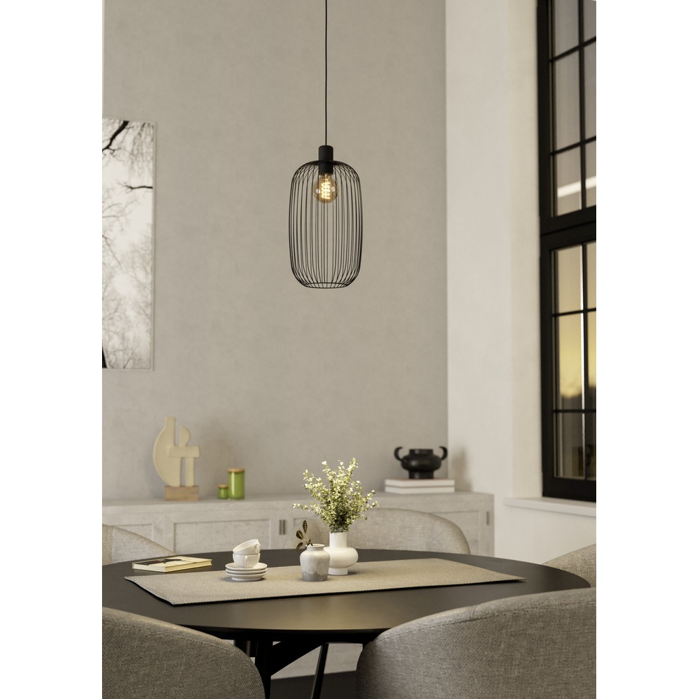 Wire pendant lamp Lodods black Ø 22cm Eglo 9008606390274