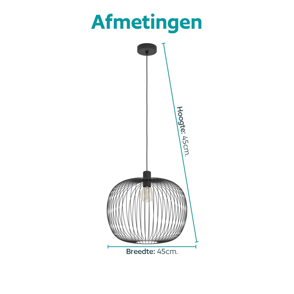Wire pendant lamp Lodods black Ø 45cm Eglo 9008606390267