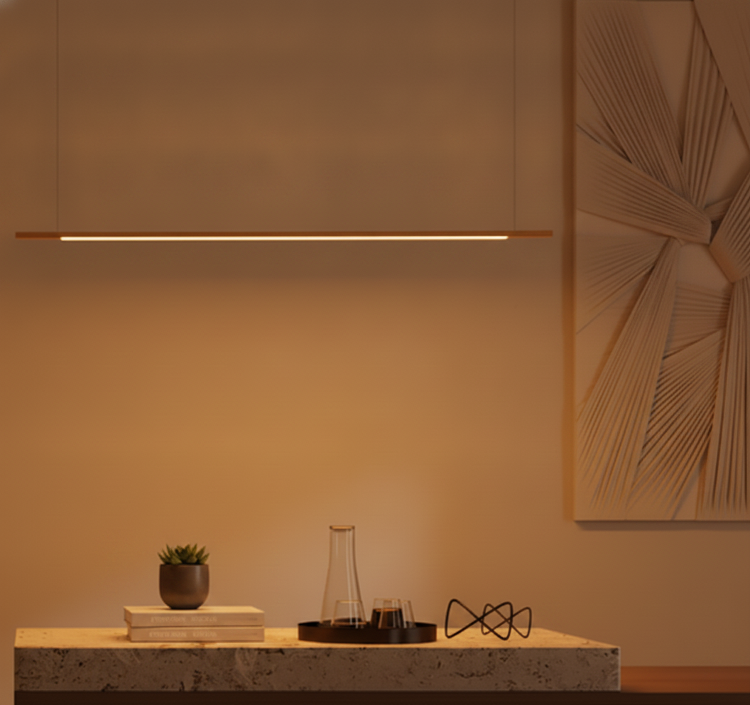 Sleek pendant lamp Brillia gold 120cm