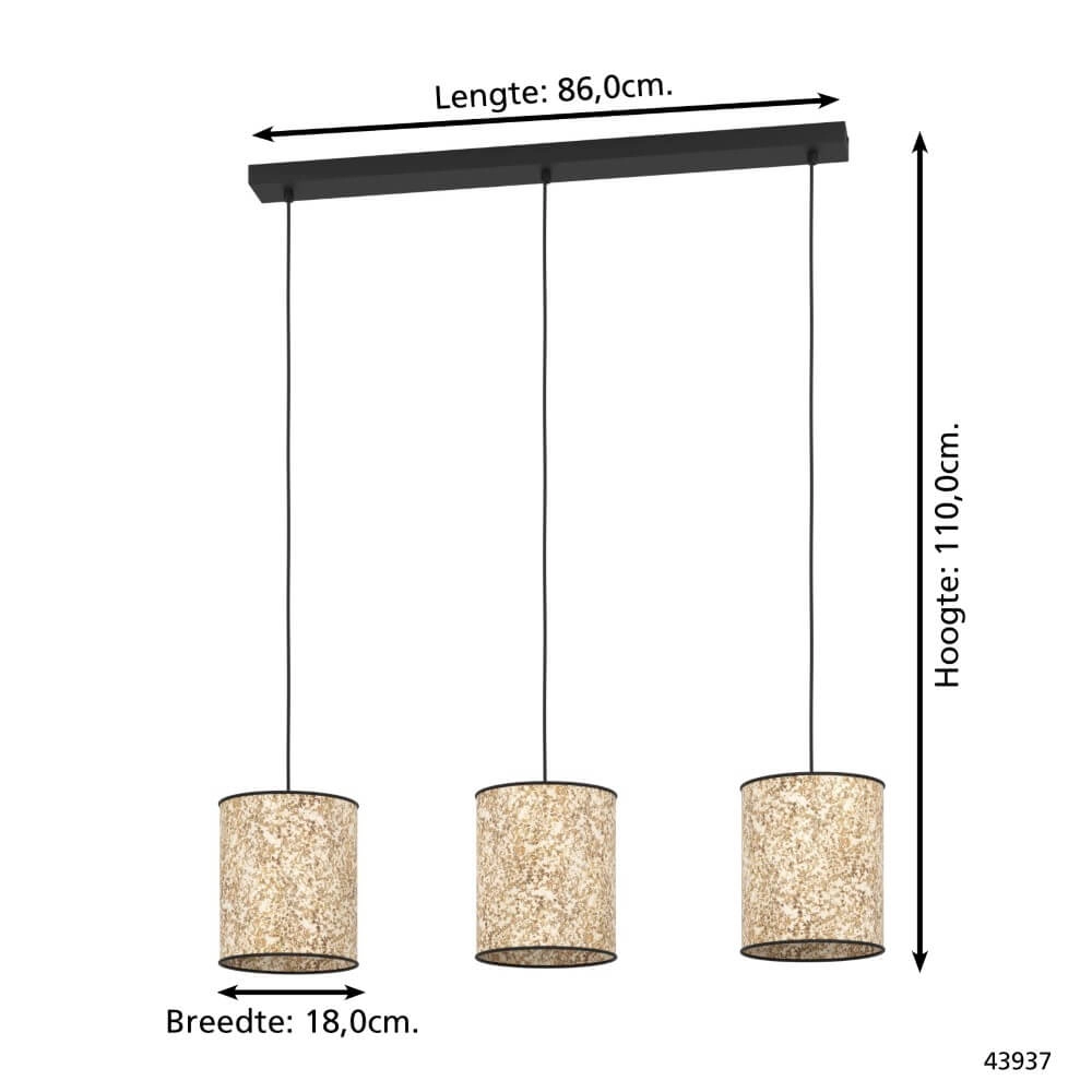 Natural pendant lamp Butterburn 3-light Eglo 9002759439378