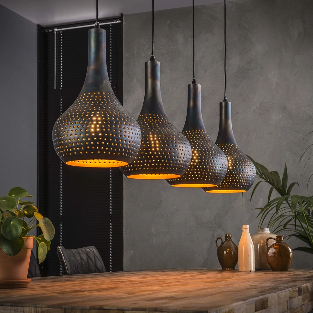 Hole dining table pendant lamp Punch 4x E27 - black brown