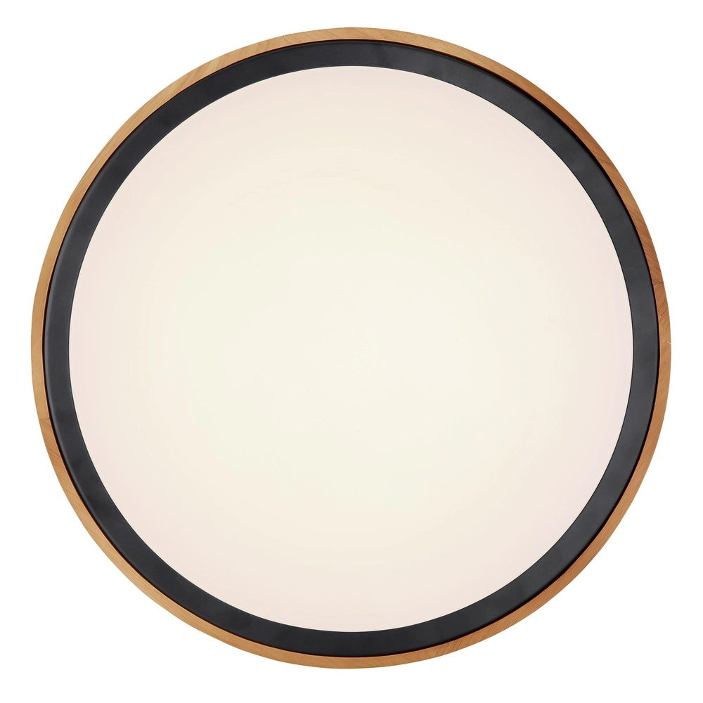 Ceiling lamp Bruno Ø 43.7 black with wood Globo 9007371436484
