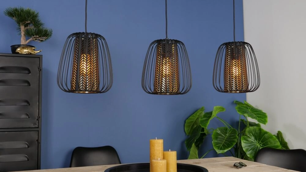 Dining room pendant lamp Curasao black with gold Eglo 9002759996628