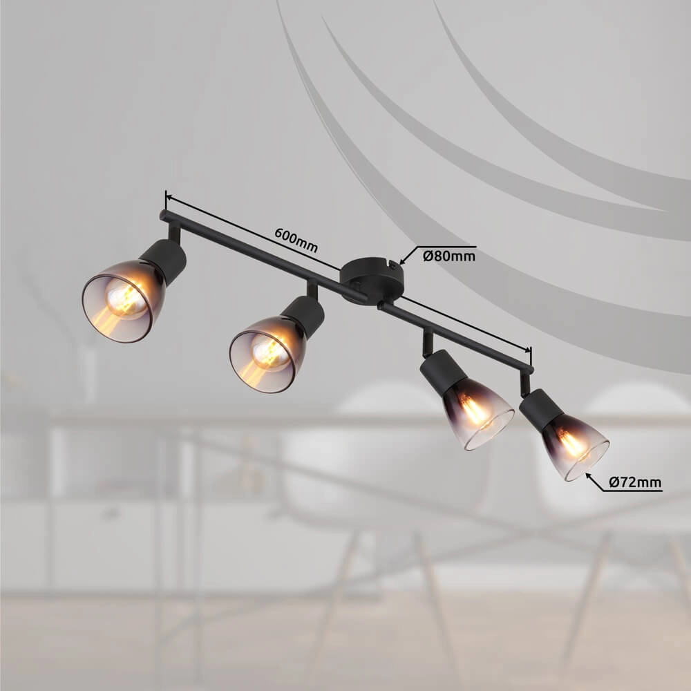 Black ceiling lamp Satella 4-light Globo 9007371458929