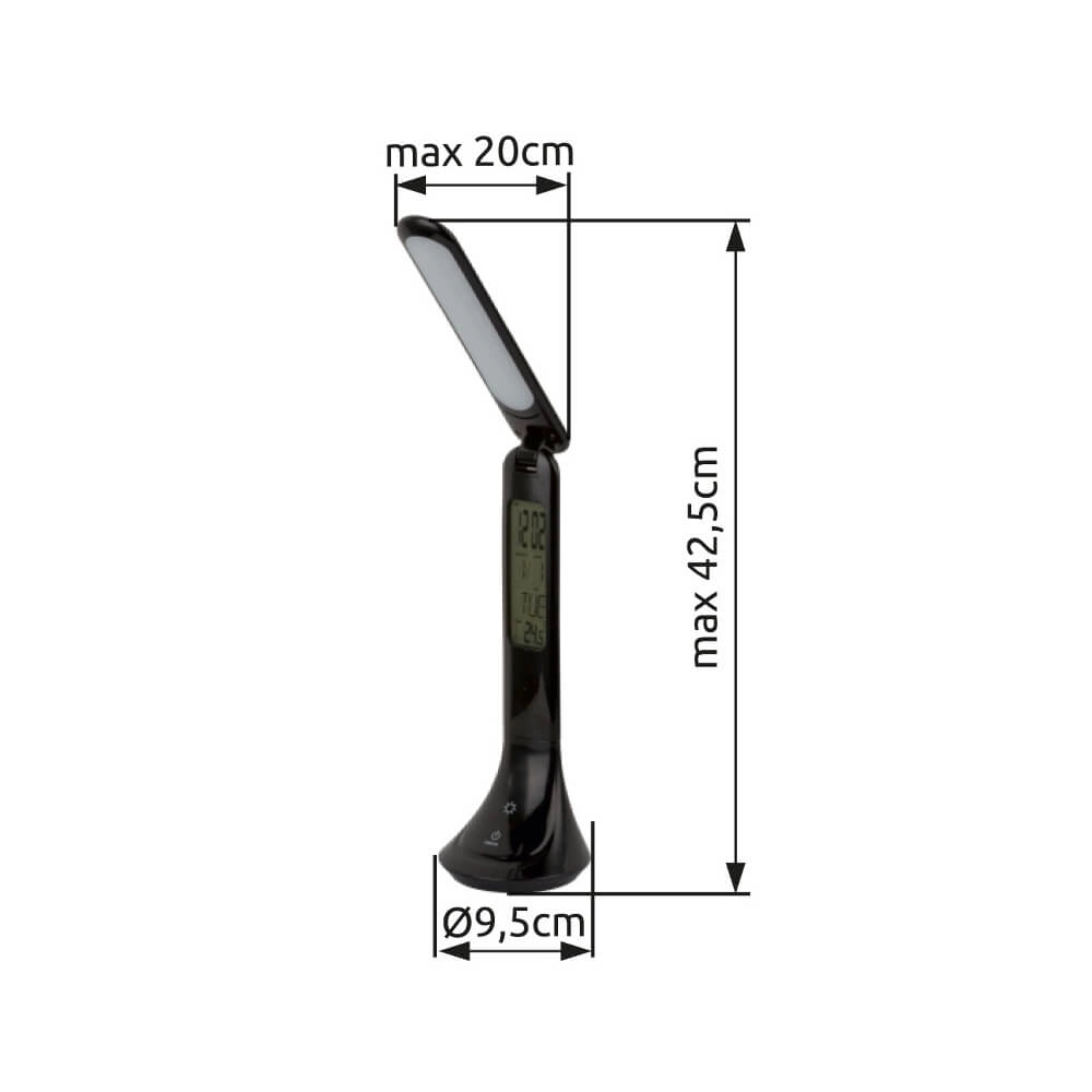 Desk lamp Tyrell black with clock Globo 9007371379033