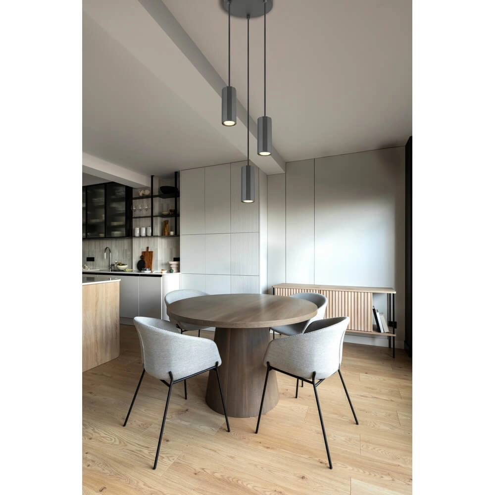 Grey pendant lamp James 3-light round Globo 9007371453870