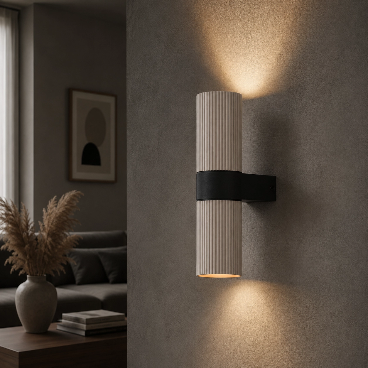 Wall spot ribs Linea Sand with black