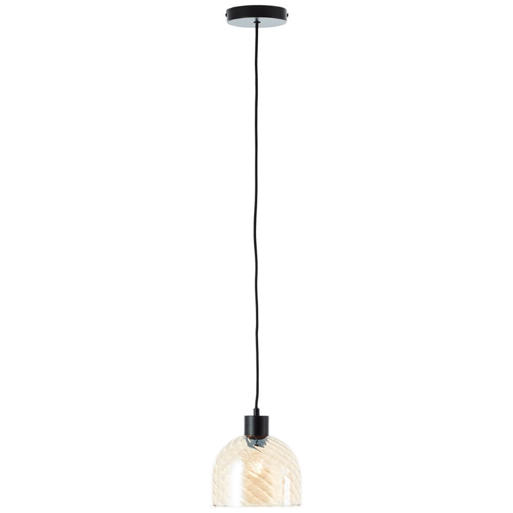 Pendant lamp Casto black with amber glass