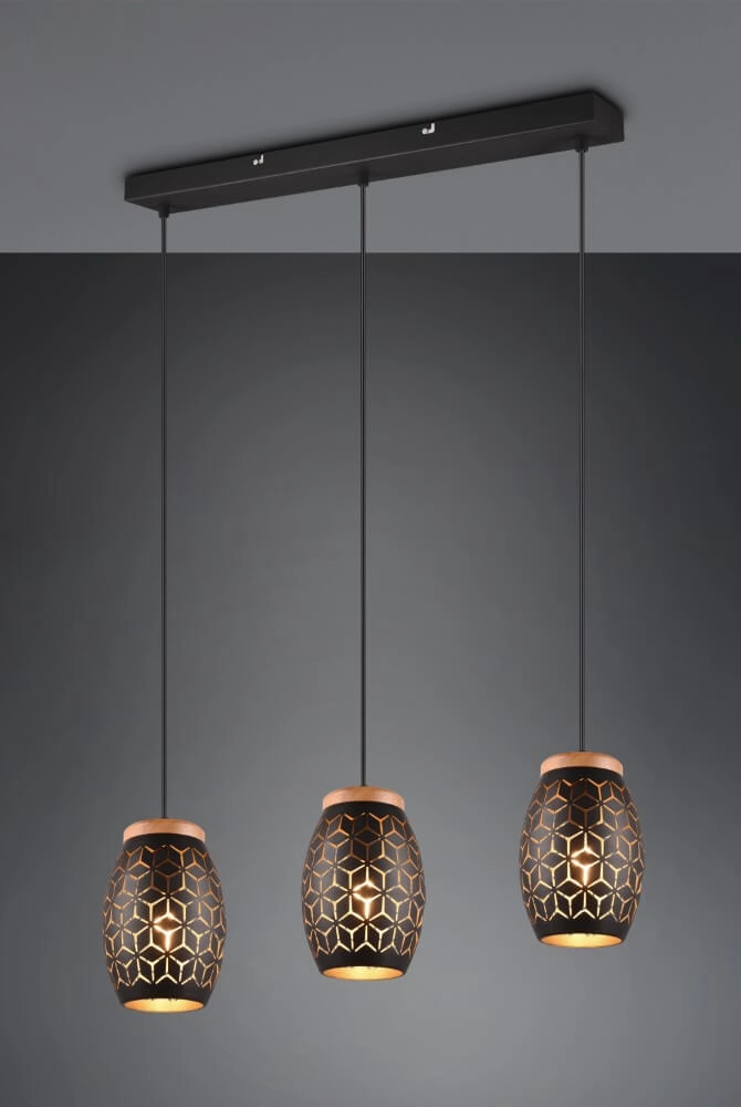 Black gold hanging lamp Bidar 3-light Trio 4017807574890