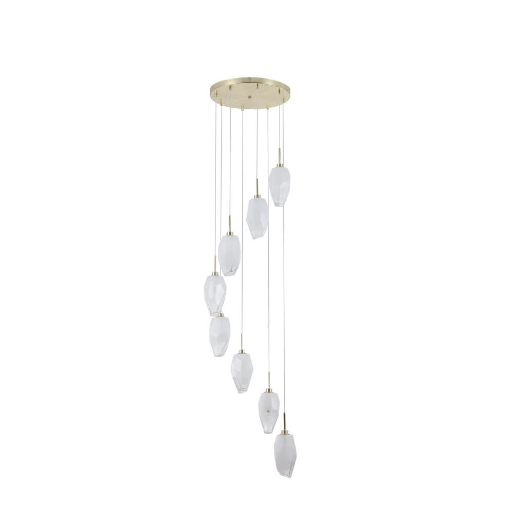 8-light vide pendant lamp Rocky with white glass Searchlight 5053423273181