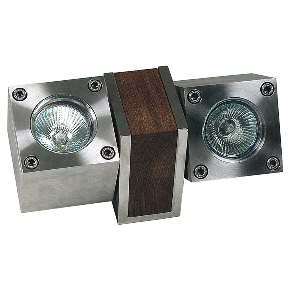 Garden spotlight Q-Bic Teak 2-light - 20cm