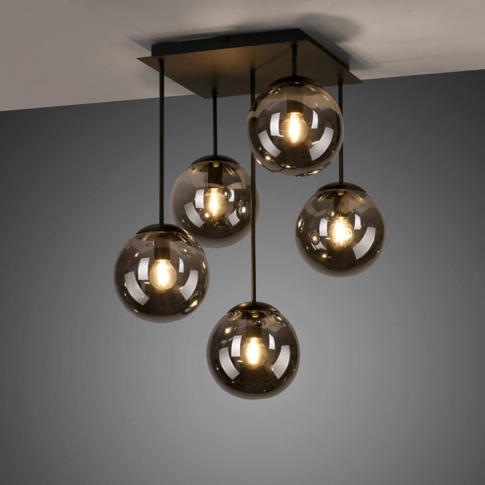 5-light ceiling lamp Big Widow black Just Light 4043689988371
