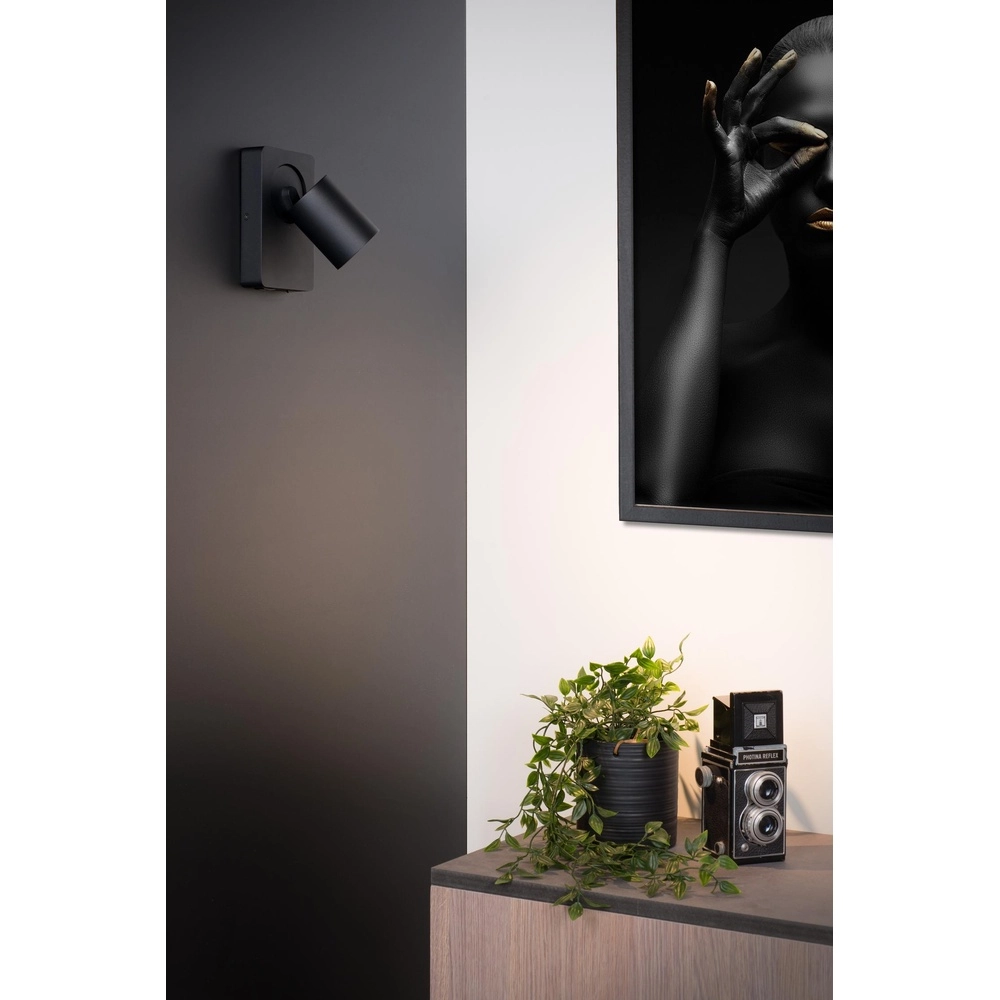 Bedside lamp Nigel with USB charging point black Lucide 5411212092731