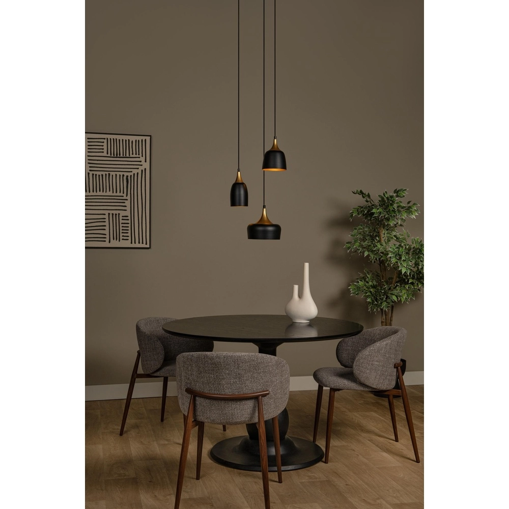3-light pendant lamp Chayanne Design black with gold Lucide 5411212051561