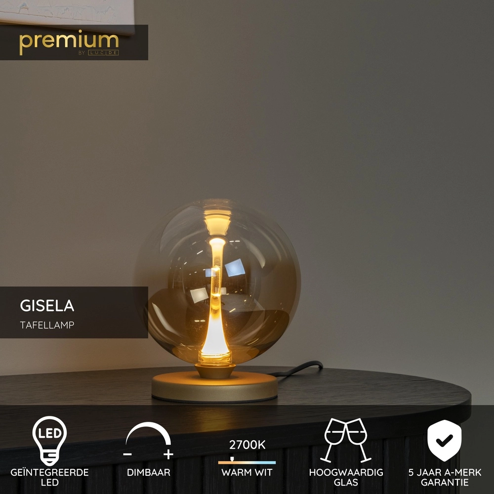 Design LED table lamp Gisela fading - 1x Ø 16cm Premium by Lucide 5411212134875