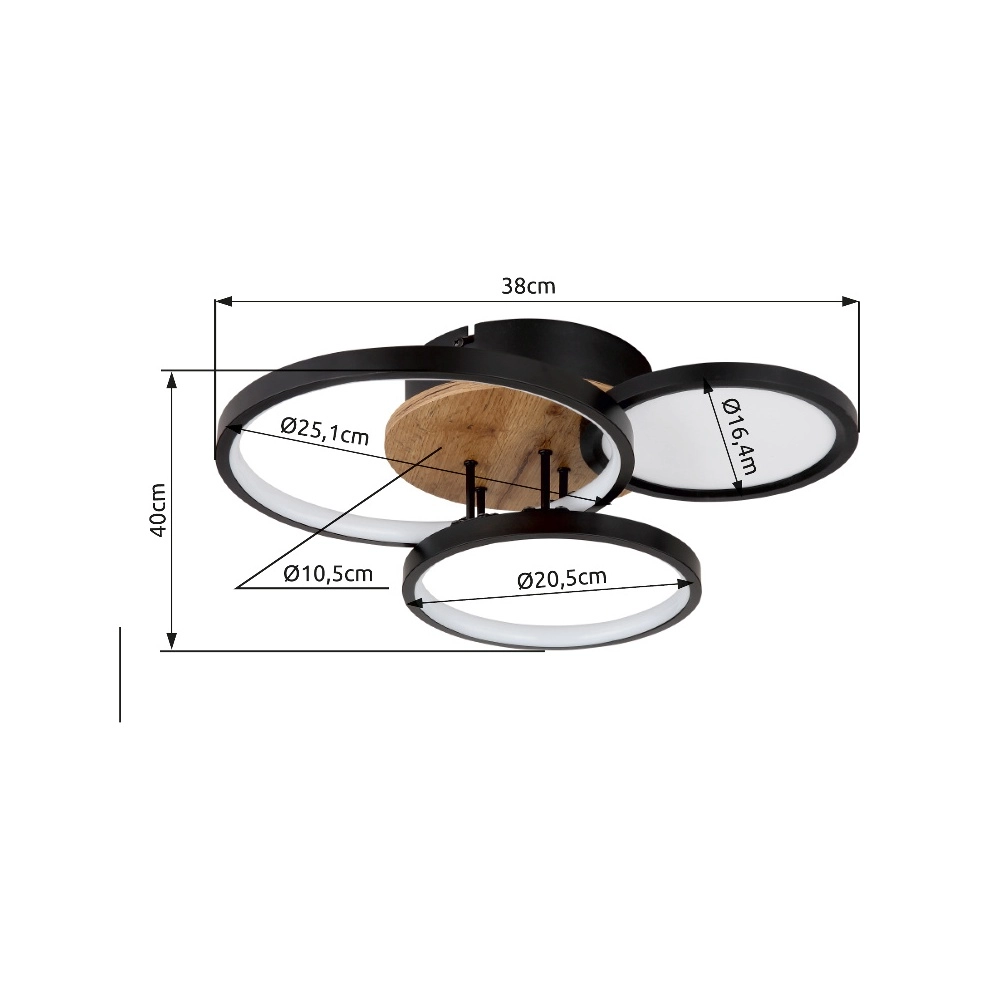 Black ceiling lamp Sid Design with wood Globo 9007371436392