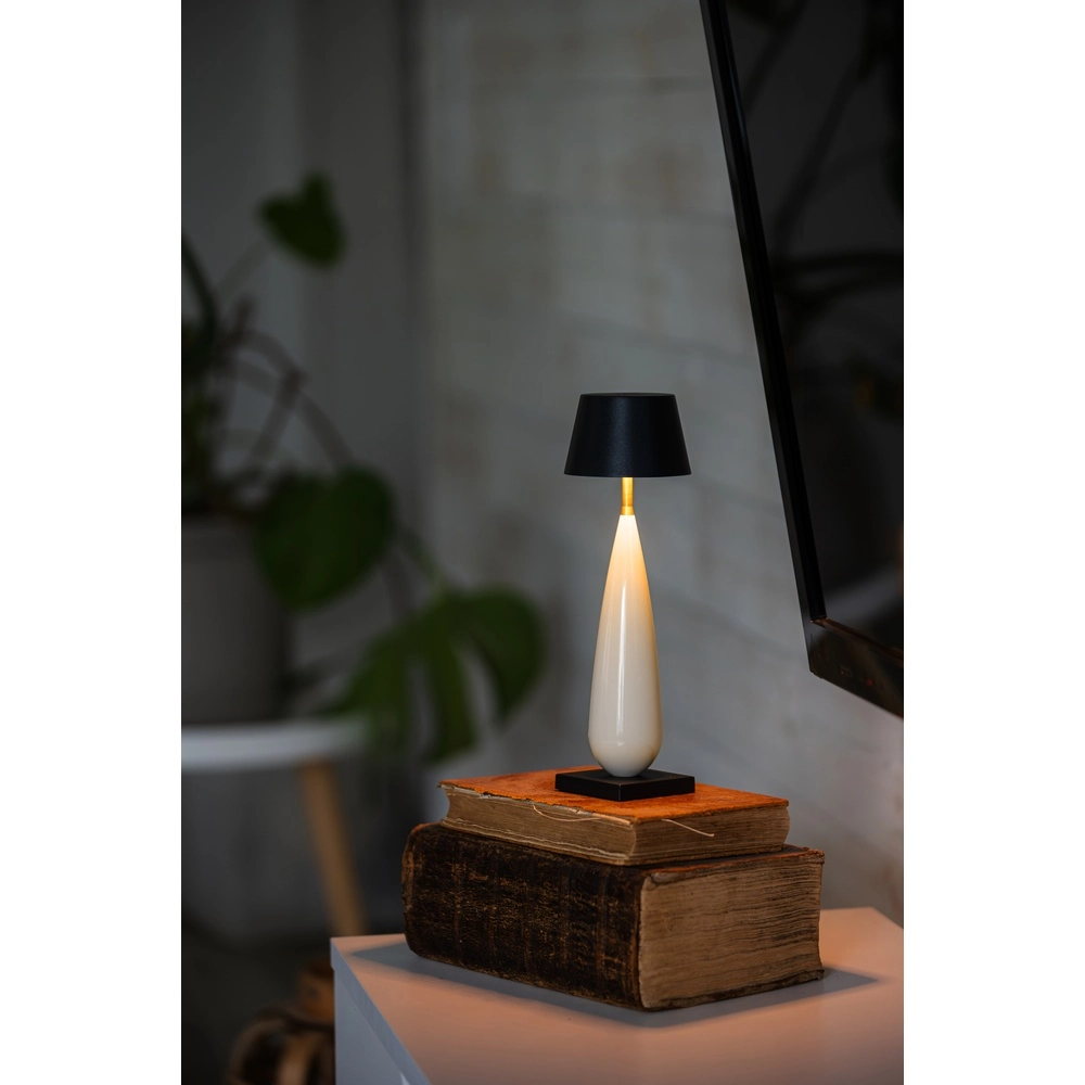 Rechargeable table lamp Frejus black with ceramic KonstSmide 7318300030348