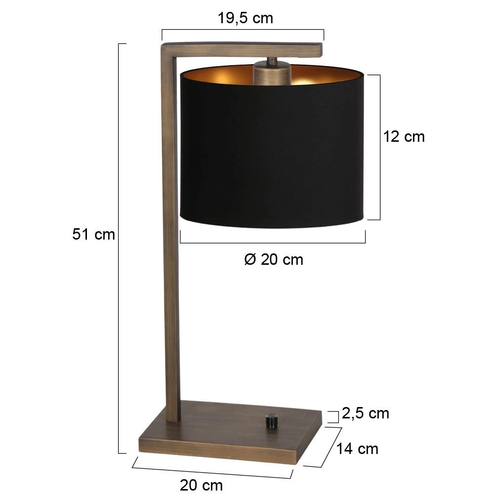 Table lamp Stang with black hood Steinhauer 8712746189759