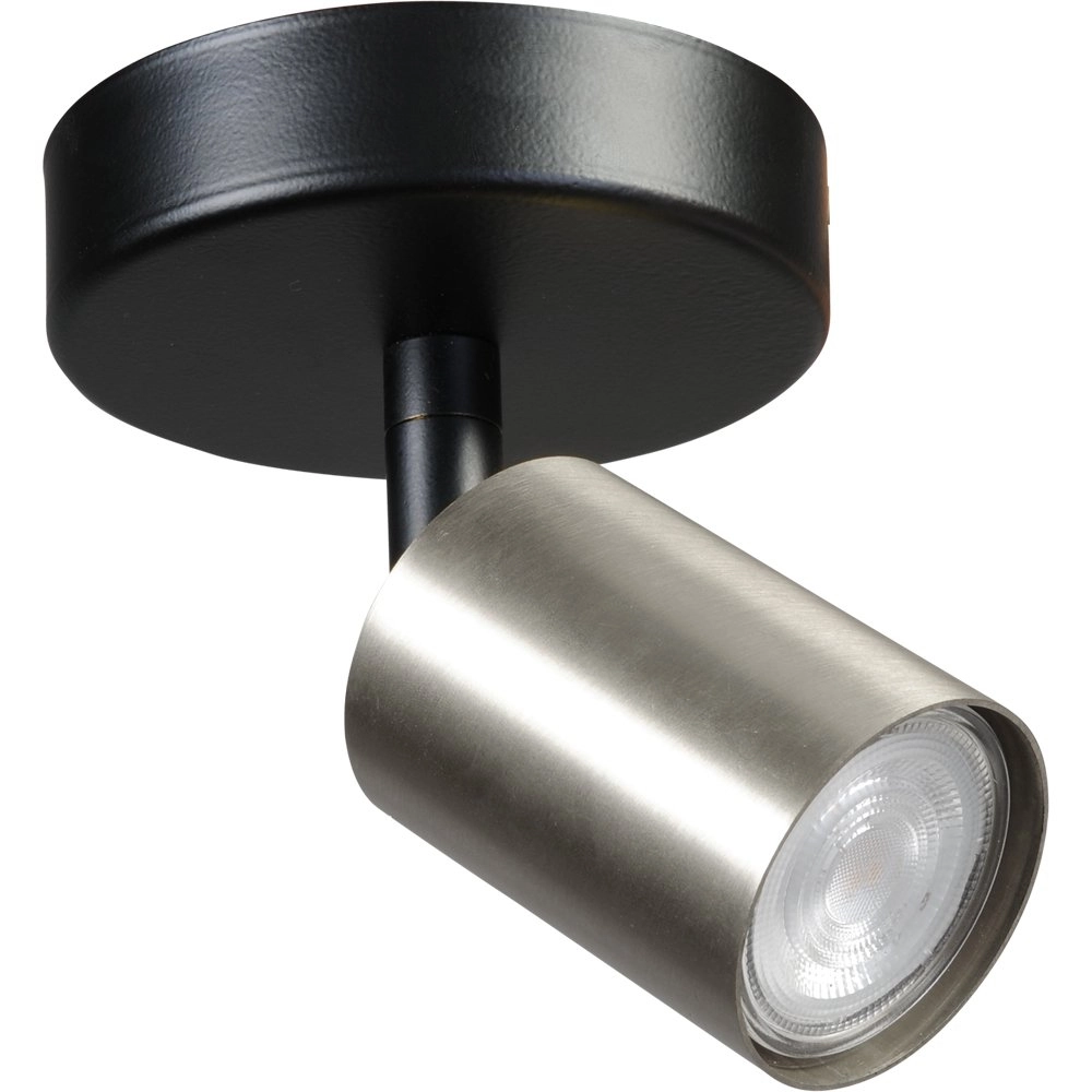 Ceiling lamp black Bounce with nickel spot