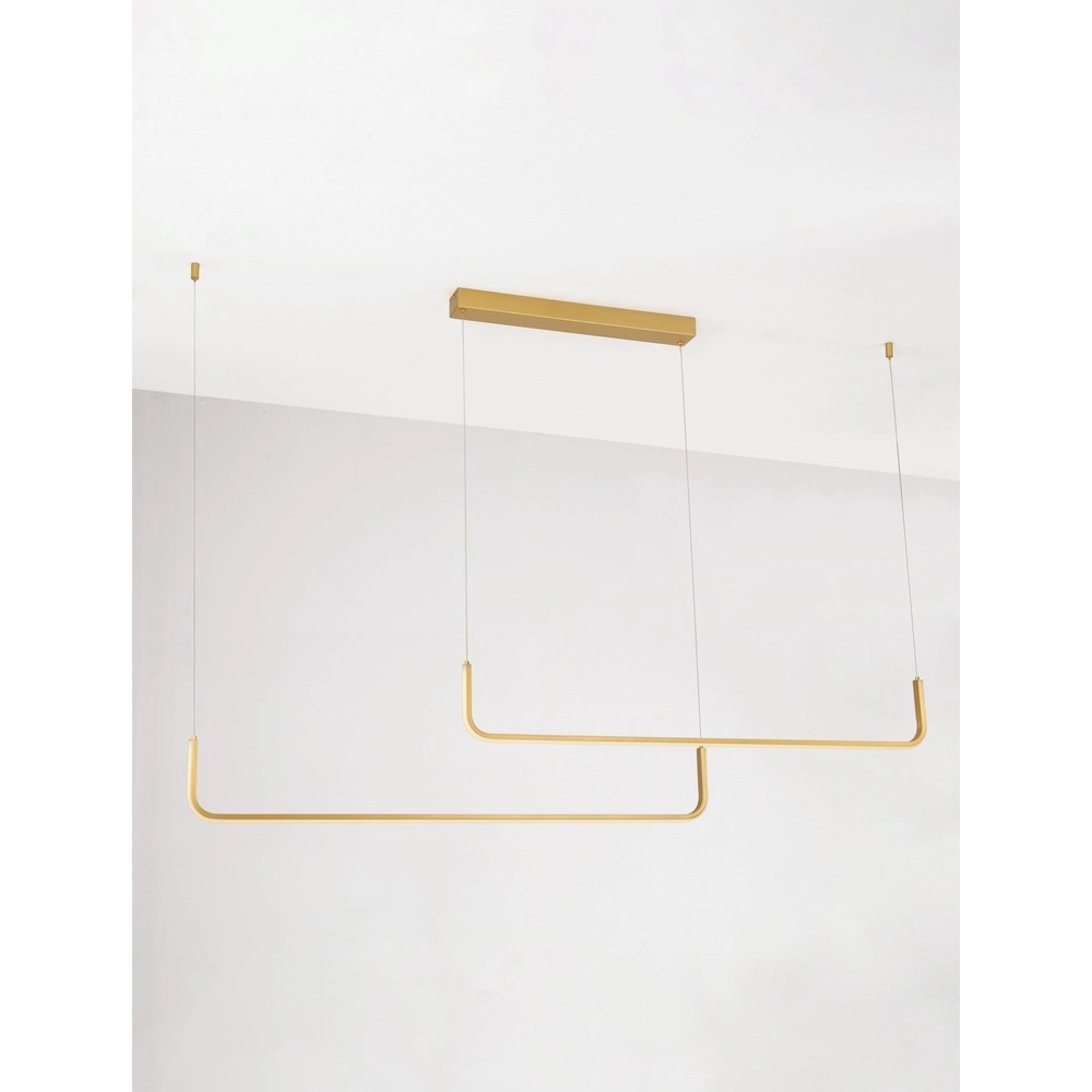 Sleek pendant lamp Strita gold double 3000K