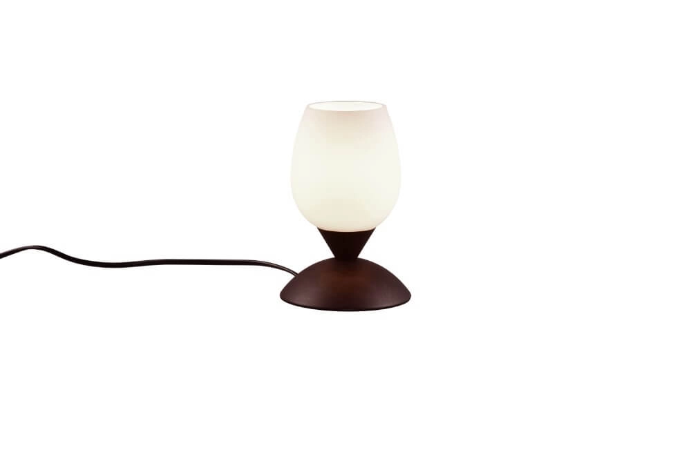 Table lamp rust brown Cup Ii white glass