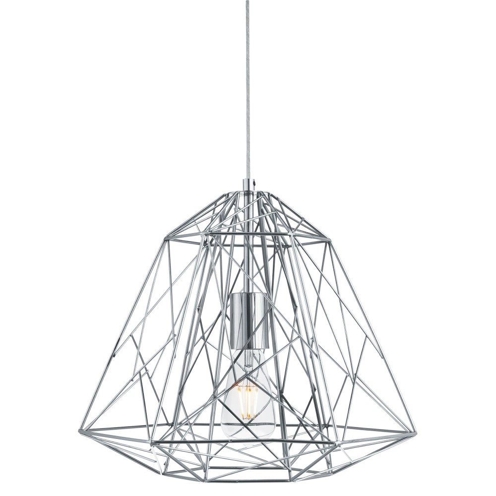 Chrome wire lamp Geometric Cage Ø 39cm
